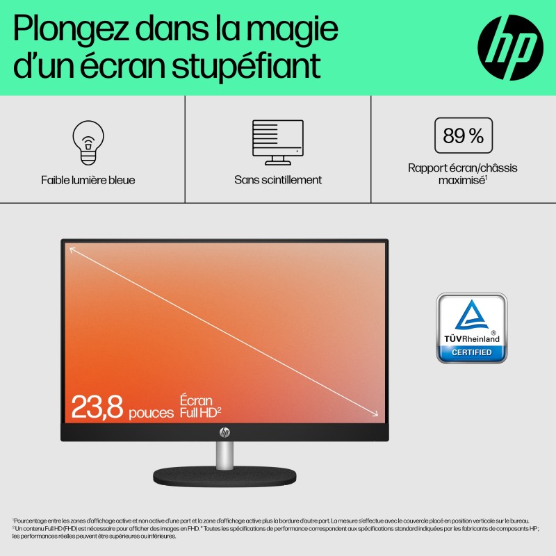 AllinOne HP 24-cr0074nf PC RYZEN 5 7520U 16Go 512Go W11home ecran  Non tactile 2