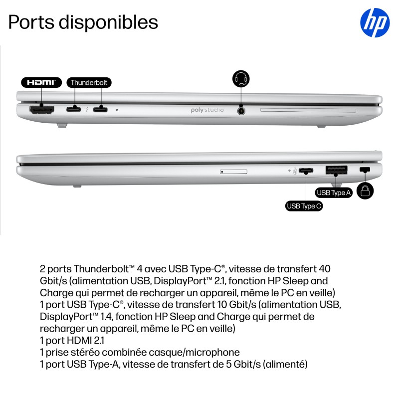 Portable HP EliteBook 8 Intel Core Ultra U7-255U 32GB 1ToSSD Intel Graphics 12 T