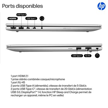 Portable HP ProBook 4 Intel Core Ultra U7-255H 16Go 512GoSSD NVIDIA GeForce RTX