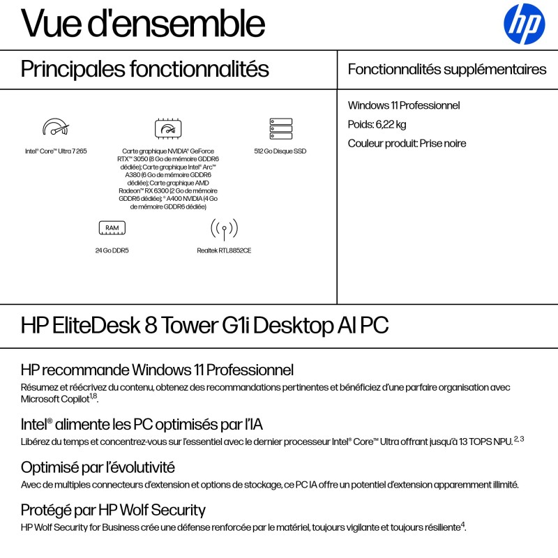 HP ELITEDESK 8 TOWER G1I U7-265 24GB 512GB W11P