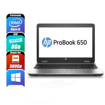 HP PROBOOK 650 G2 - 6300U, 8 Go RAM, 500 Go - reconditionné
