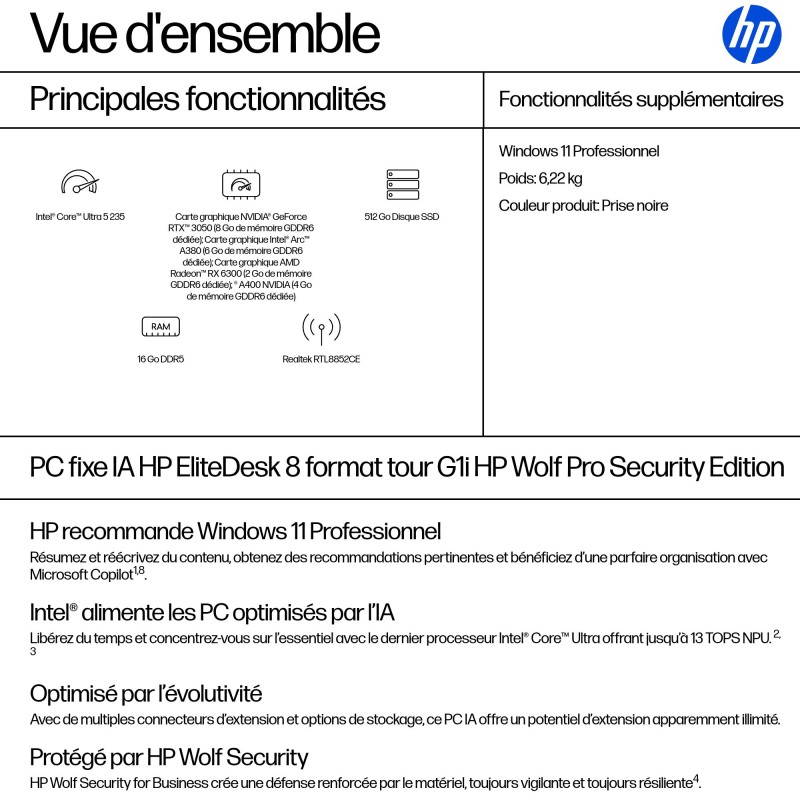 HP ELITEDESK 8 TWR G1 U5-235 512GB 16GB SSD W11P