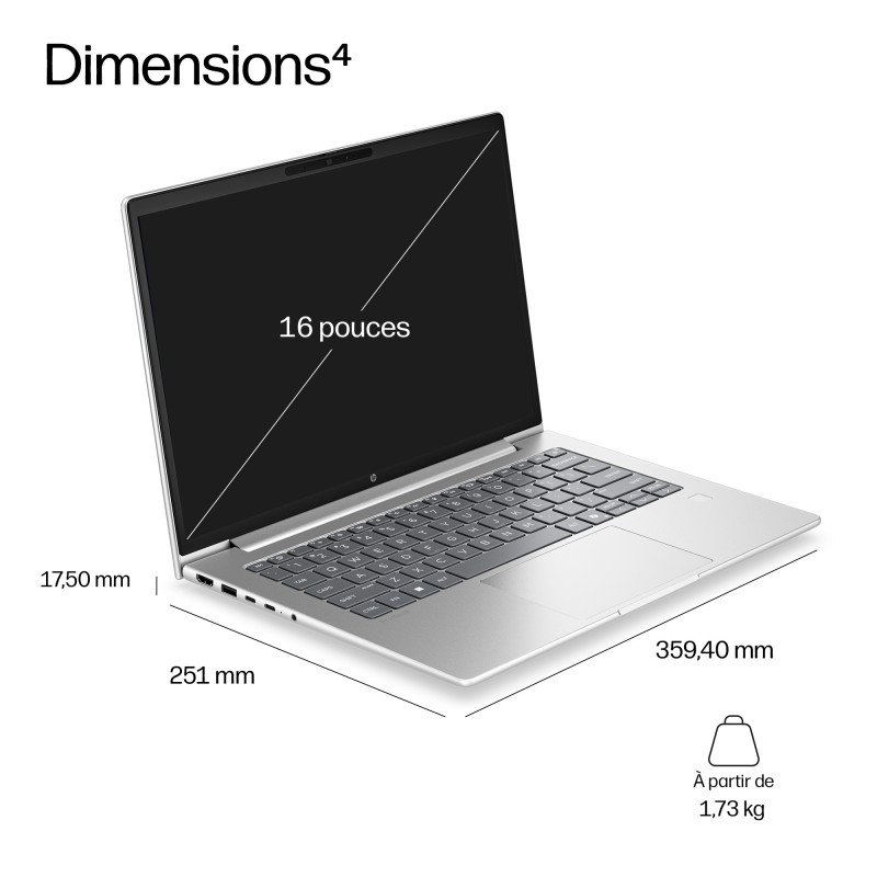 Portable HP ProBook 4 G2ah AMD Ryzen 5 220 16Go 512GoSSD AMD Radeon 740M Graphics 16'' WUXGA IPS 300 nits Win11Pro