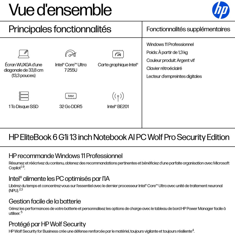 HP ELITEBOOK 6 G1 ULTRA U7-255U 1TB 32GB 13.3IN W11P