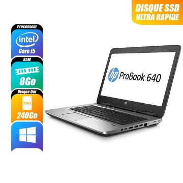 HP PROBOOK 640 G2 - 6300U, 8 Go RAM, 240 Go - reconditionné