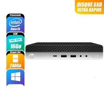 HP PRODESK 600 G3 - 7500T, 16 Go RAM, 240 Go - reconditionné