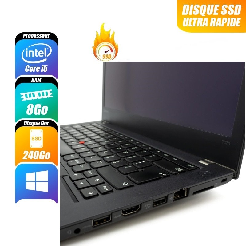LENOVO THINKPAD T470 - 7300U, 8 Go RAM, 256 Go - reconditionné