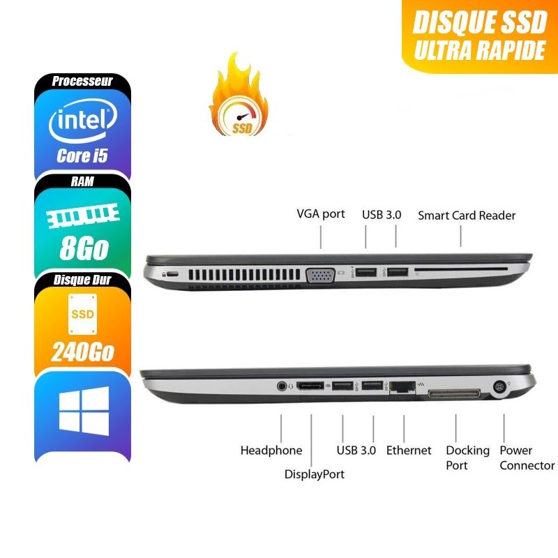 HP EliteBook 8 Go 256 Go reconditionné PC Portables