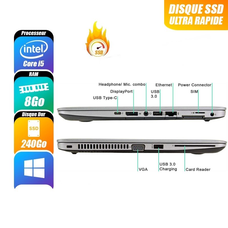 HP EliteBook 840 G6 - i5 - 8 Go - 512 Go SSD - 14" - Windows 11 | PC Portable Reconditionné