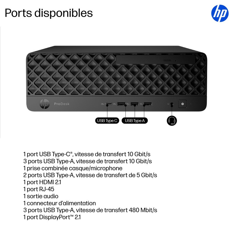 Mini PC HP Elite SFF 4 G1 Intel Core U5-225 16Go 512GoSSD intel graphics Tops Wi