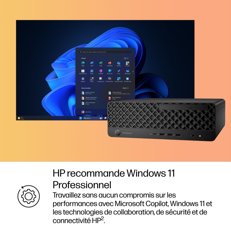 Mini PC HP Elite SFF 4 G1 Intel Core U5-225 16Go 512GoSSD intel graphics Tops Wi