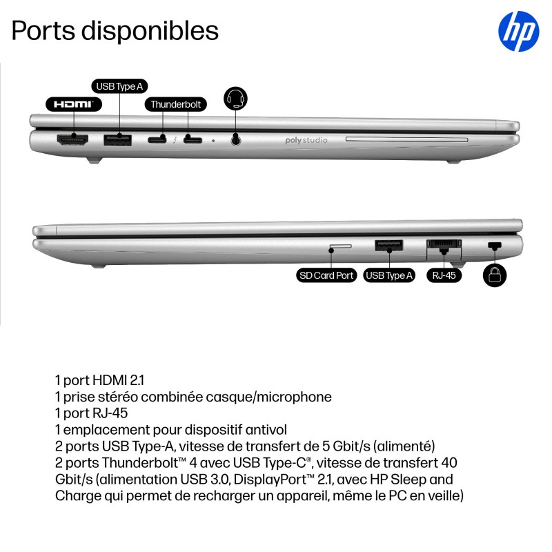 Portable HP EliteBook 6 Intel Core Ultra U5-225U 16Go 512GoSSD Intel Graphics 12