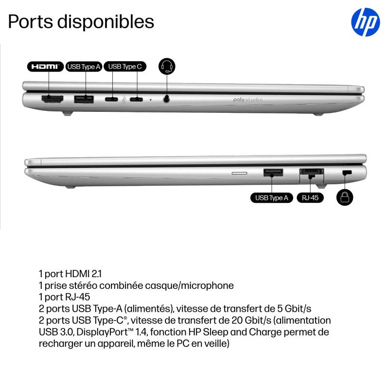 Portable HP ProBook 4 Intel Core Ultra U7-255U 16Go 512GoSSD  Intel Graphics 12
