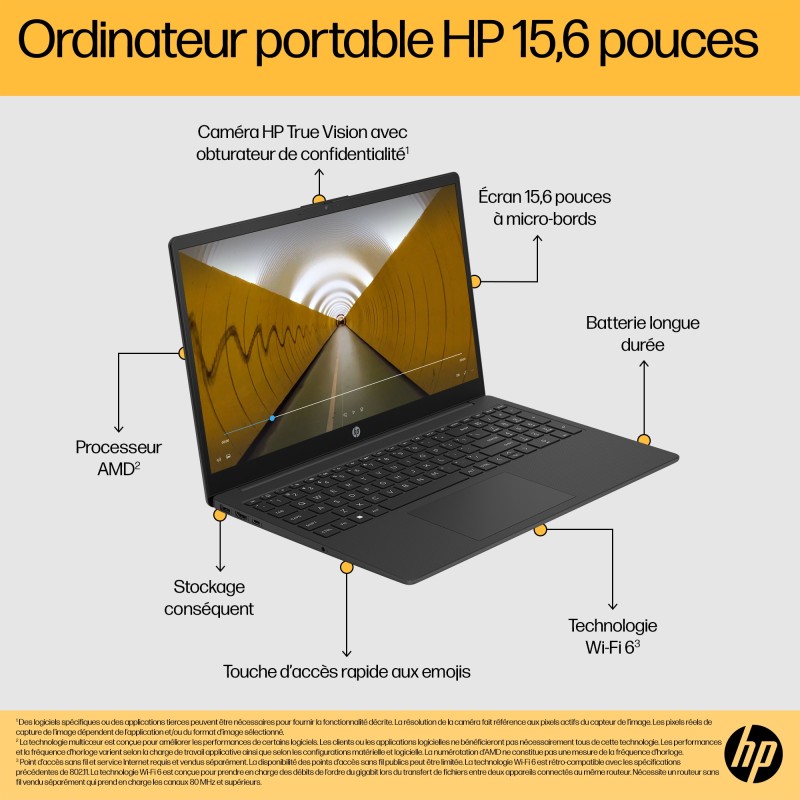 Portable 15-fc0155nf  AMD Ryzen 5 7520U 8GB DDR4 512GB PCIe AMD Radeon Graphics