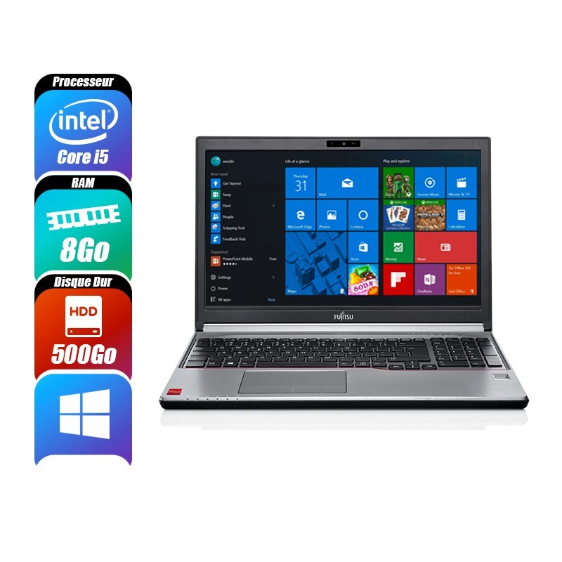FUJITSU LIFEBOOK 8 Go 500 Go reconditionné PC Portables -id-88