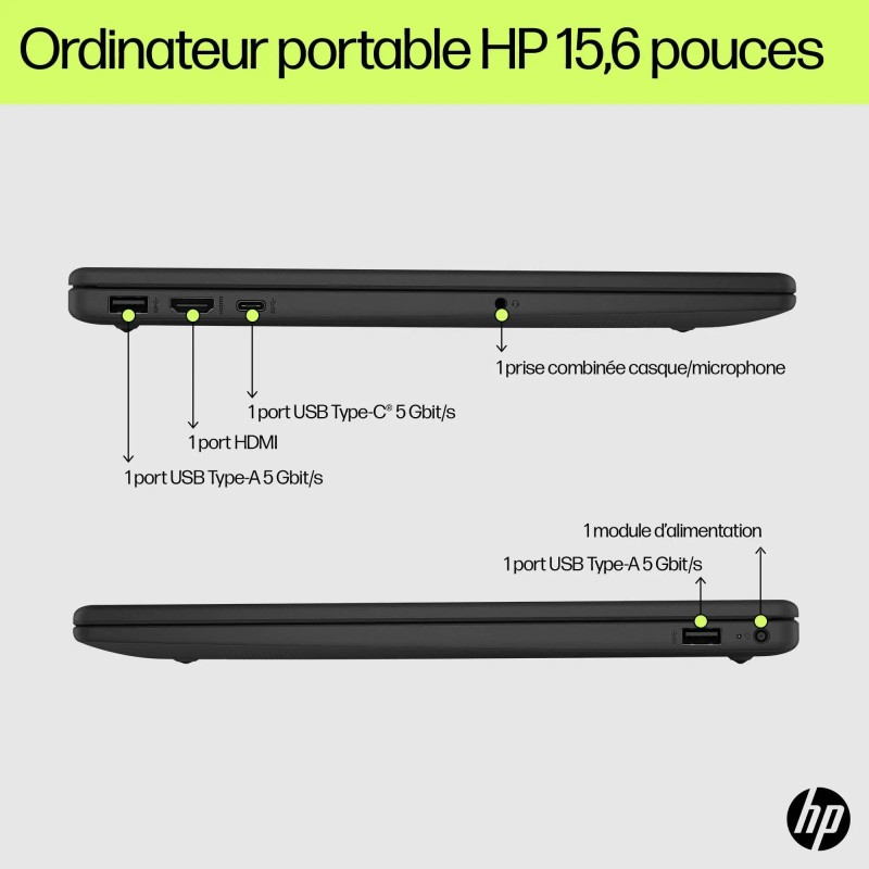 Portable HP 15-fd0129nf Intel Core i7-1355U 16GoDDR5 512GOSSD Intel Iris Xe 15.6