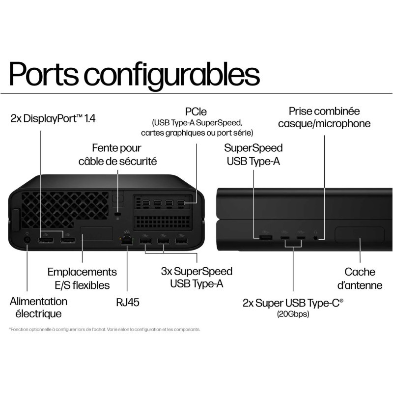 Station de Travail HP Z2 Mini G1i Intel Core U7-265 20C 32GB 1TB NVIDIA RTX  200
