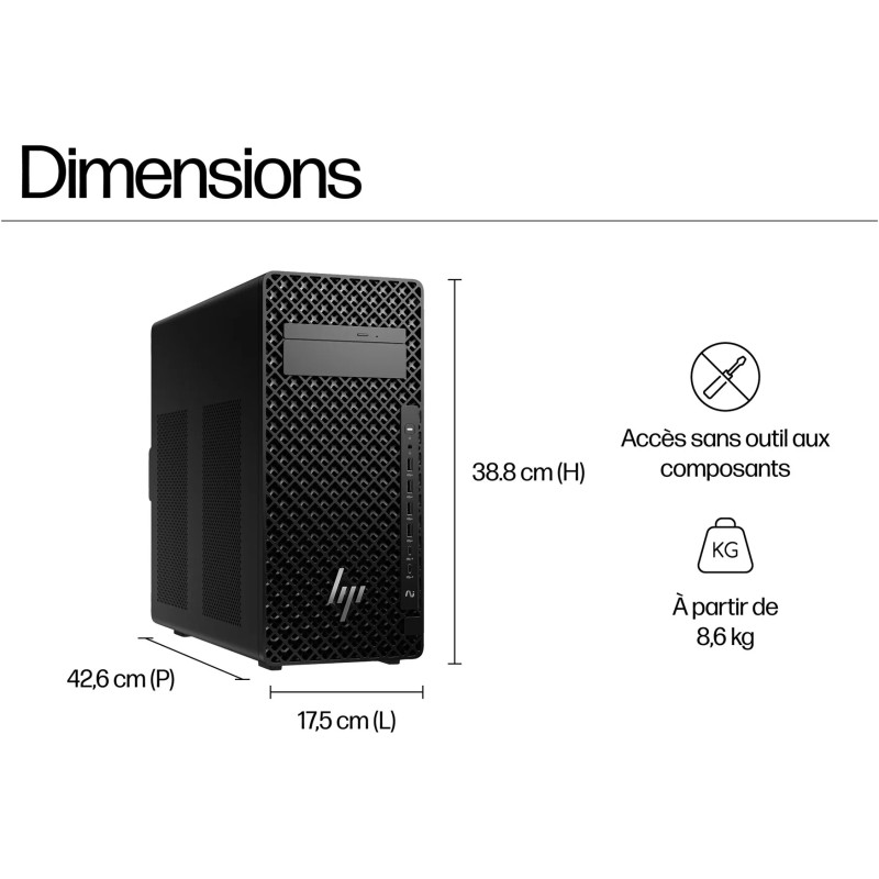 Station de Travail HP Z2 TWR G1i Intel Core U7-265 20C 32GB 1TB NVIDIA RTX A1000