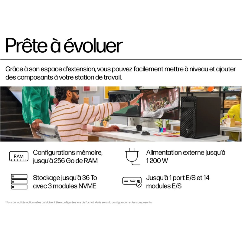 Station de Travail HP Z2 TWR G1i Intel Core U9-285 24C 64GB 1TB Intel Graphics W