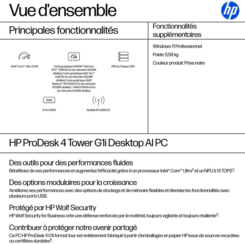 PRODESK 4 TOWER G1 ULTRA5-225 256GB 8GB W11P