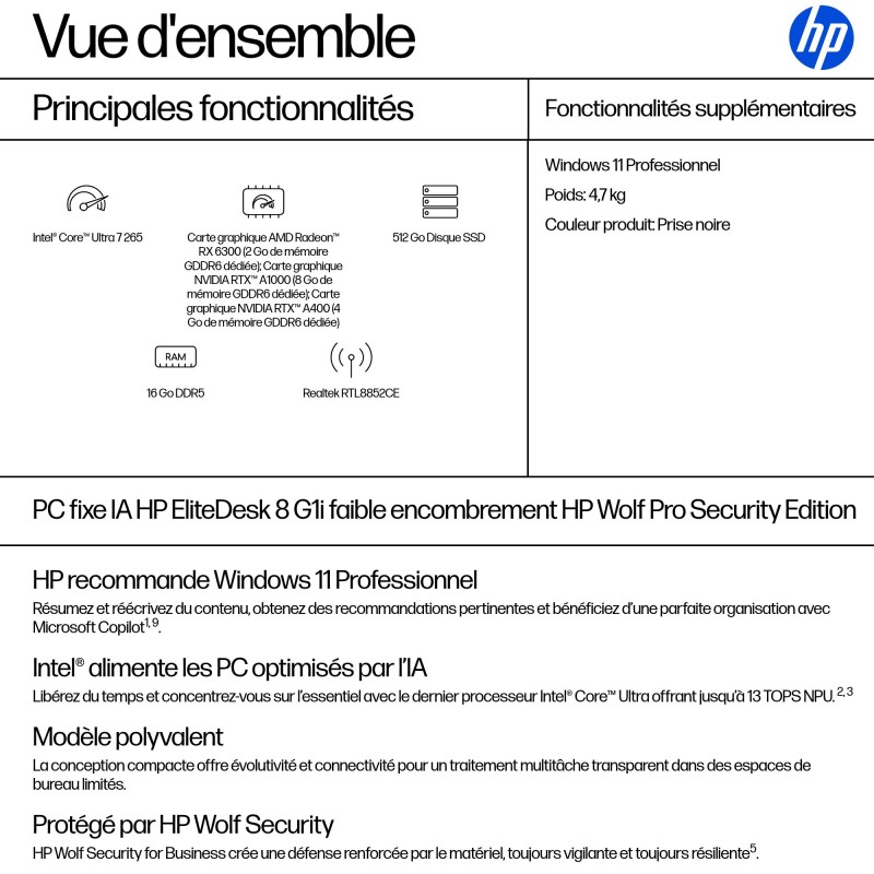 ELITEDESK 8 SFF G1 U7-265 512GB 16GB SSD W11P