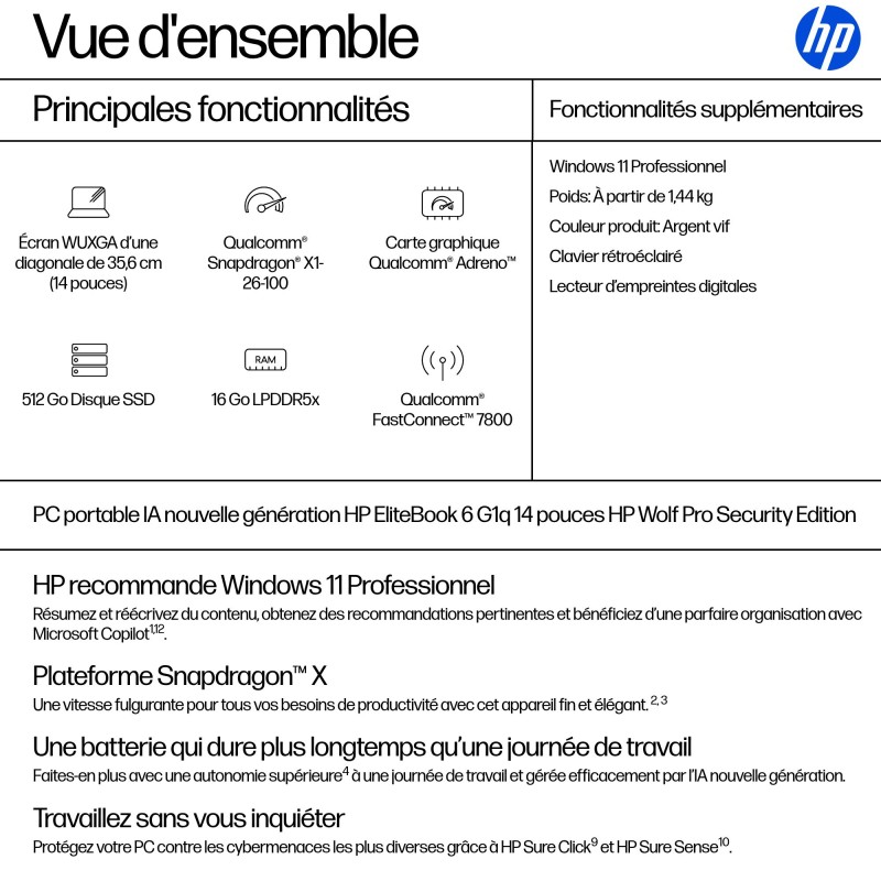 ELITEBOOK 6 G1 QUALCOMM SNAPDRAGON X X1-26-100 512GB 16G